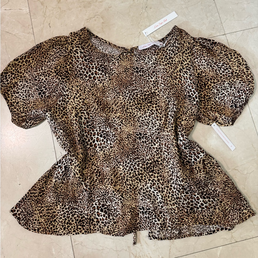 NWT LISA SAYS GAH PETRA BLOUSE - LEOPARD PRINT - SIZE XL
